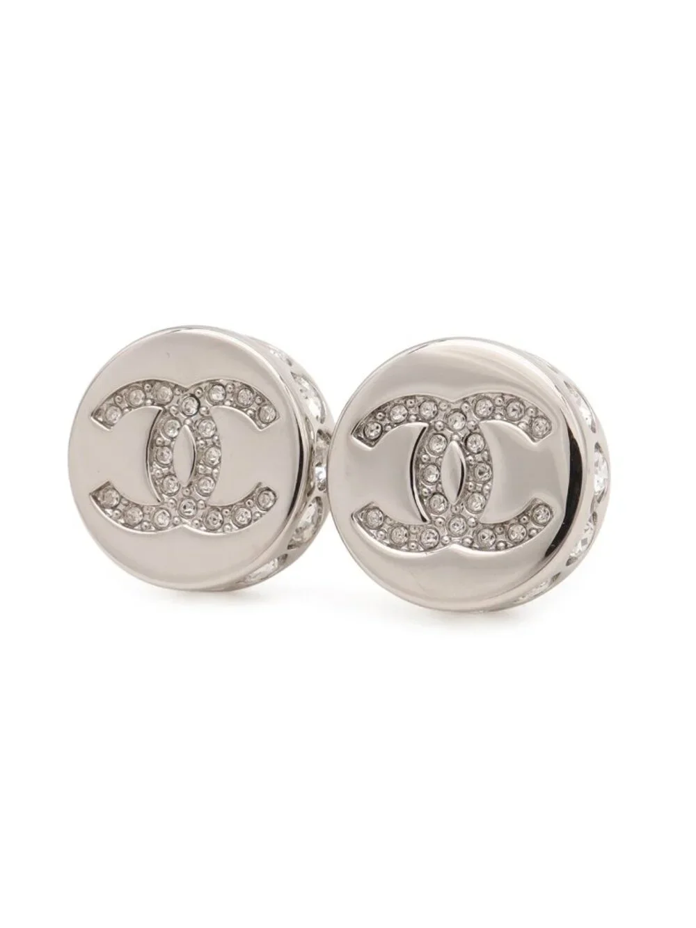 Chanel CC Logo Stud Earrings Round